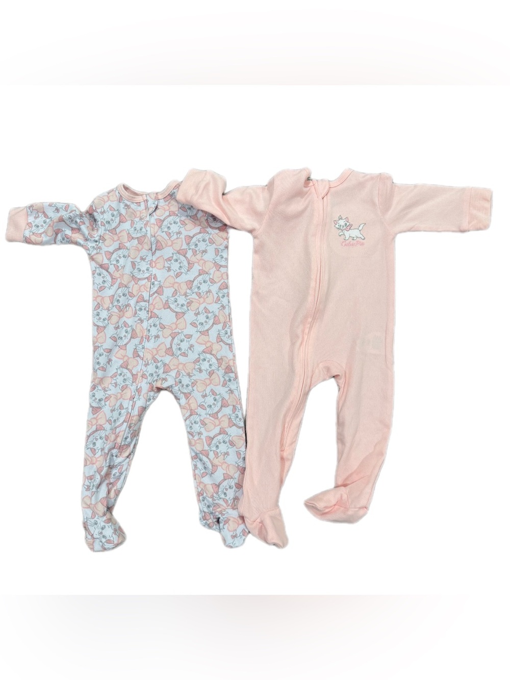 Disney Baby - Aristocats Marie & Solid Pink Footed One-Piece Pajamas - Pack of 2